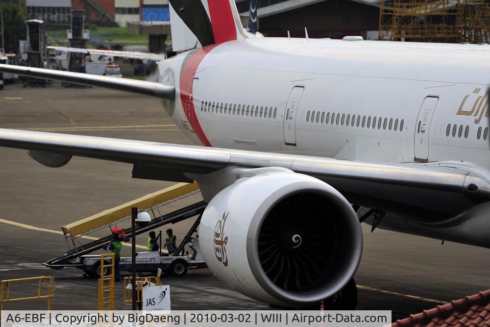 A6-EBF, 2005 Boeing 777-31H/ER C/N 32708, Parking at Gate, Jakarta International Airport