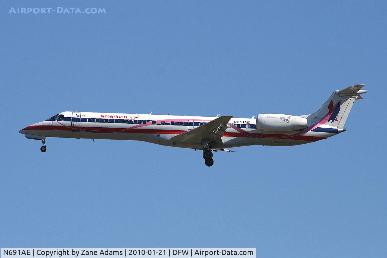 N691AE, 2004 Embraer ERJ-145LR (EMB-145LR) C/N 14500860, American Eagle at DFW - Special Paint - Susan G. Komen Race for the Cure