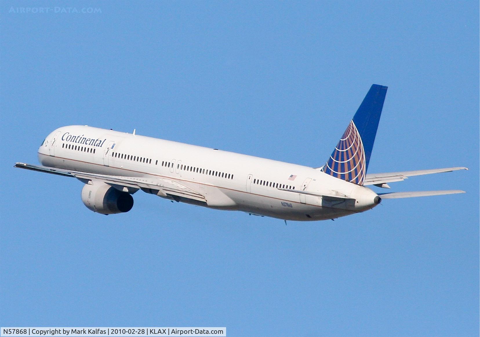 N57868, 2002 Boeing 757-33N C/N 32590, Continental Airlines Boeing 757-33N, COA1594 25R departure KLAX en route to KIAH.