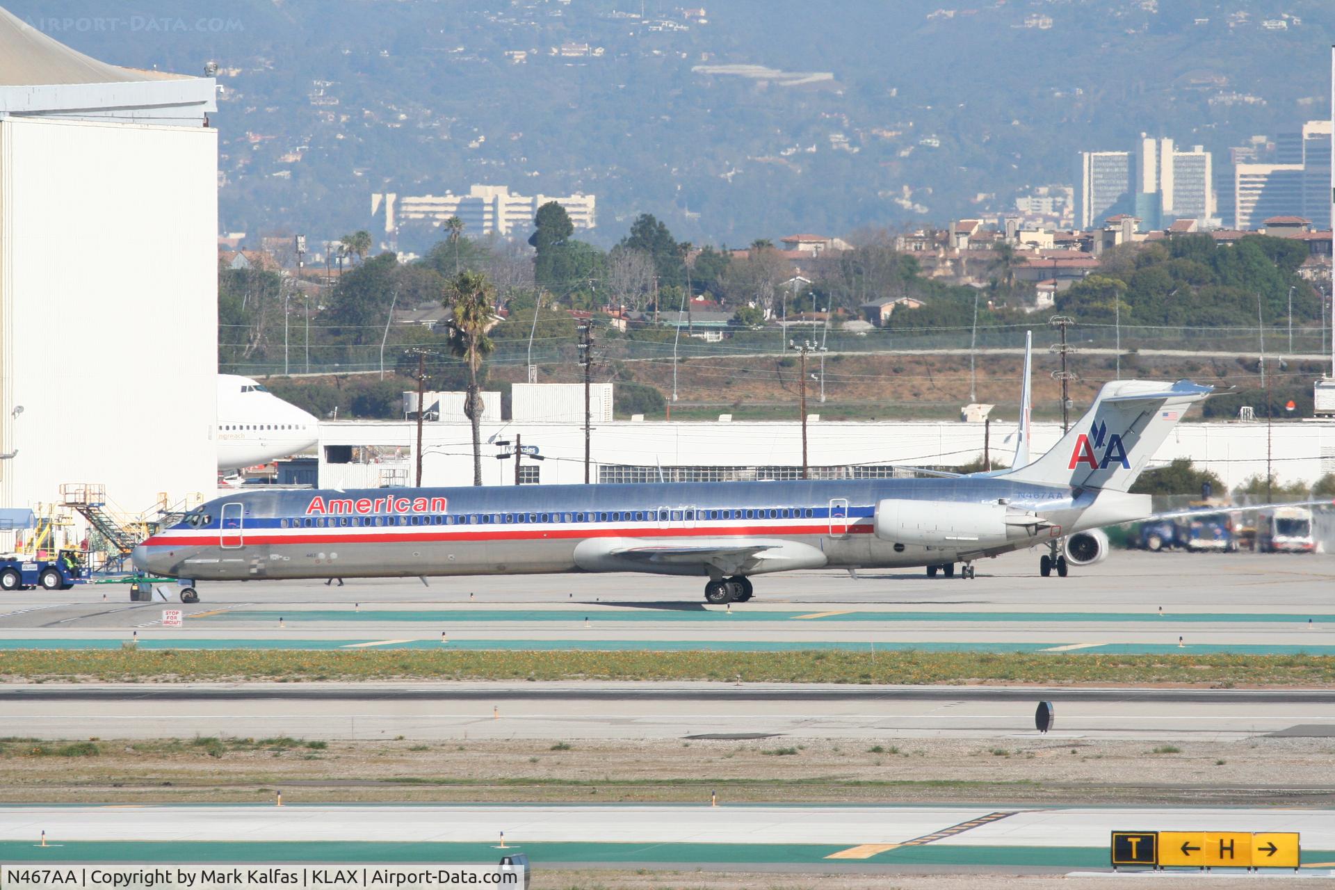 N467AA, 1988 McDonnell Douglas MD-82 (DC-9-82) C/N 49597, American Airlines Mcdonnell Douglas DC-9-82(MD-82), N467AA at the AA maintenance ramp KLAX.