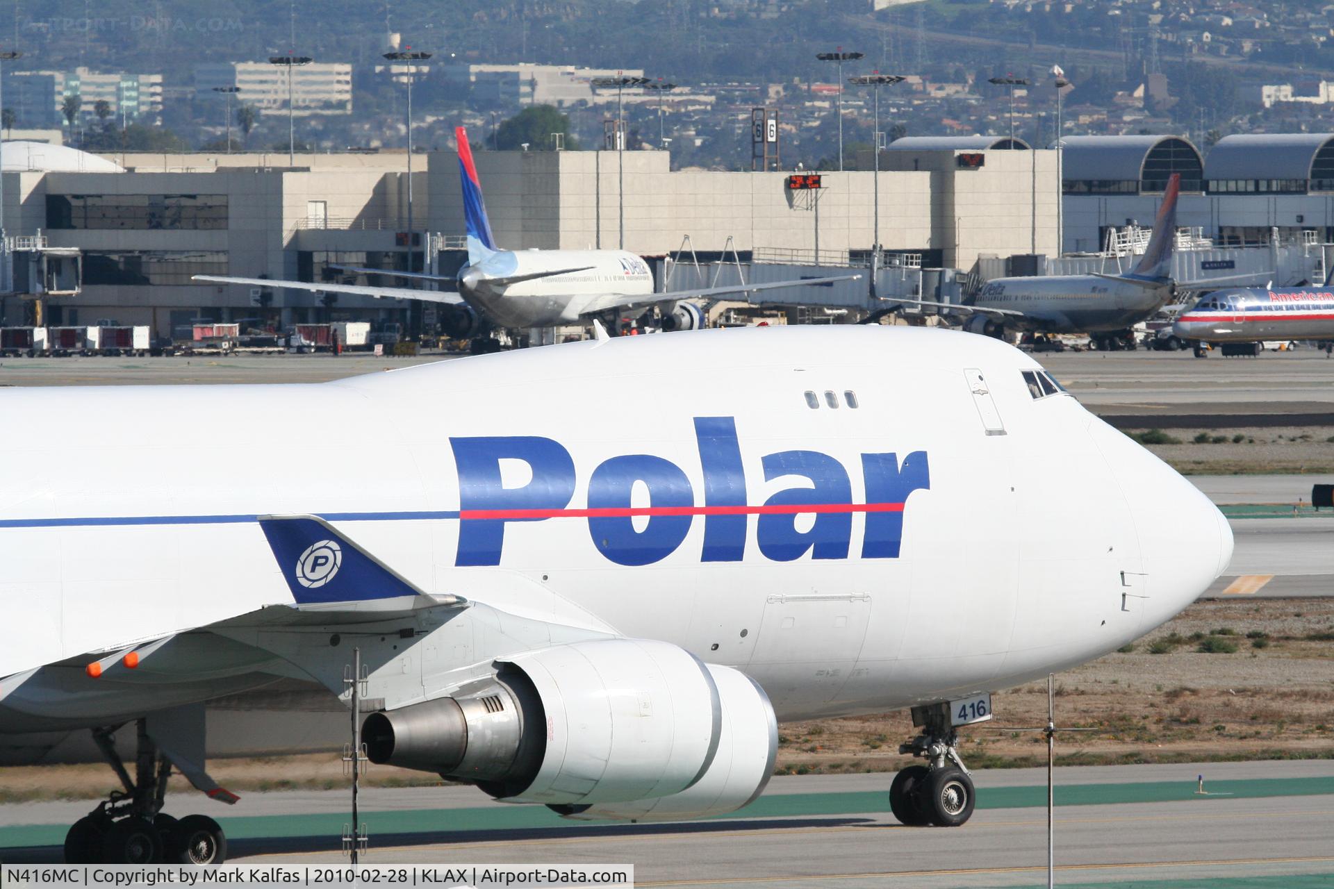 N416MC, 2002 Boeing 747-47UF C/N 32838/1307, Polar Air Cargo Boeing 747-47UF, N416MC taxiway Alpha KLAX.