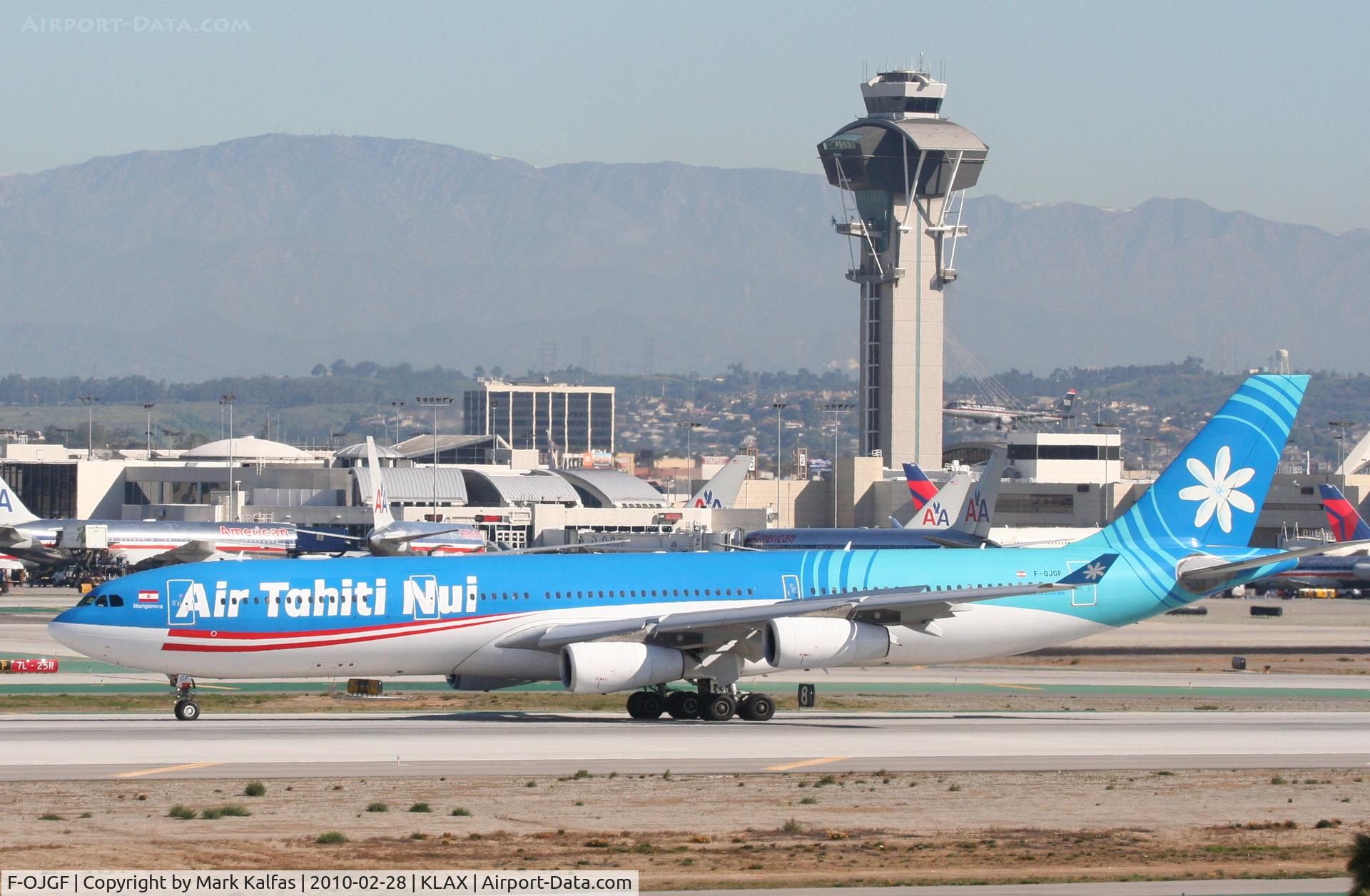 F-OJGF, 2001 Airbus A340-313 C/N 385, Air Tahiti Nui Airbus A340-313, F-OJGF arriving 25L KLAX.