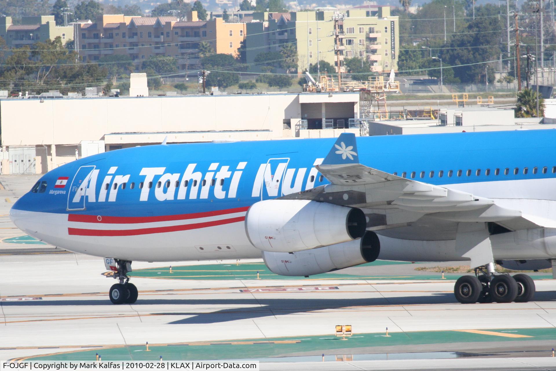 F-OJGF, 2001 Airbus A340-313 C/N 385, Air Tahiti Nui Airbus A340-313, F-OJGF arriving 25L KLAX.