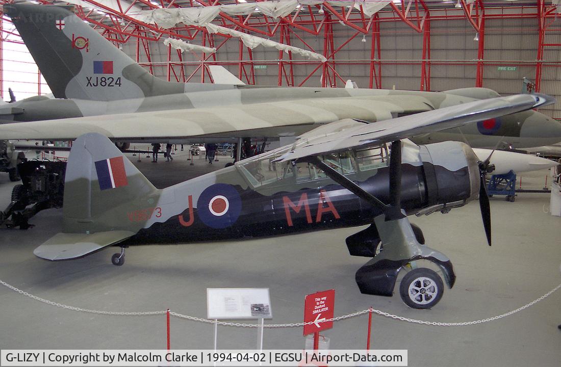 G-LIZY, 1940 Westland Lysander IIIA C/N 504/39, Westland Lysander IIIA at The Imperial War Museum, Duxford in 1994.