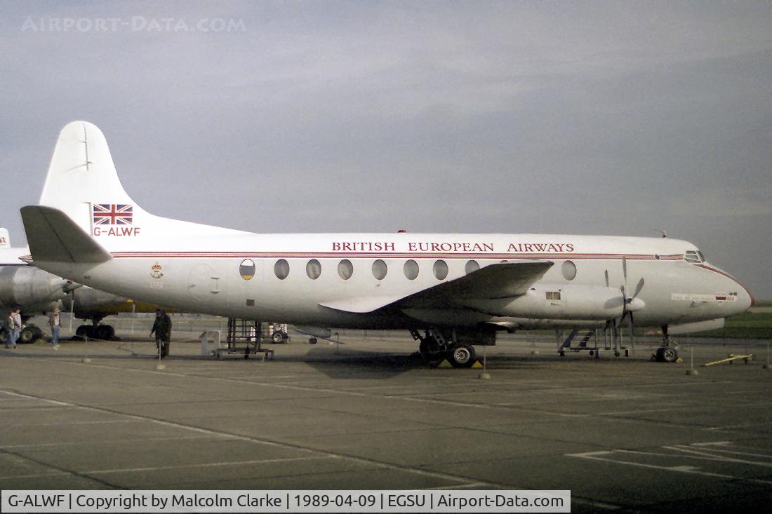 G-ALWF, 1952 Vickers Viscount 701 C/N 005, Vickers 701 Viscount at the Imperial War Museum, Duxford in 1989. Preserved by the Duxford Aviation Society.