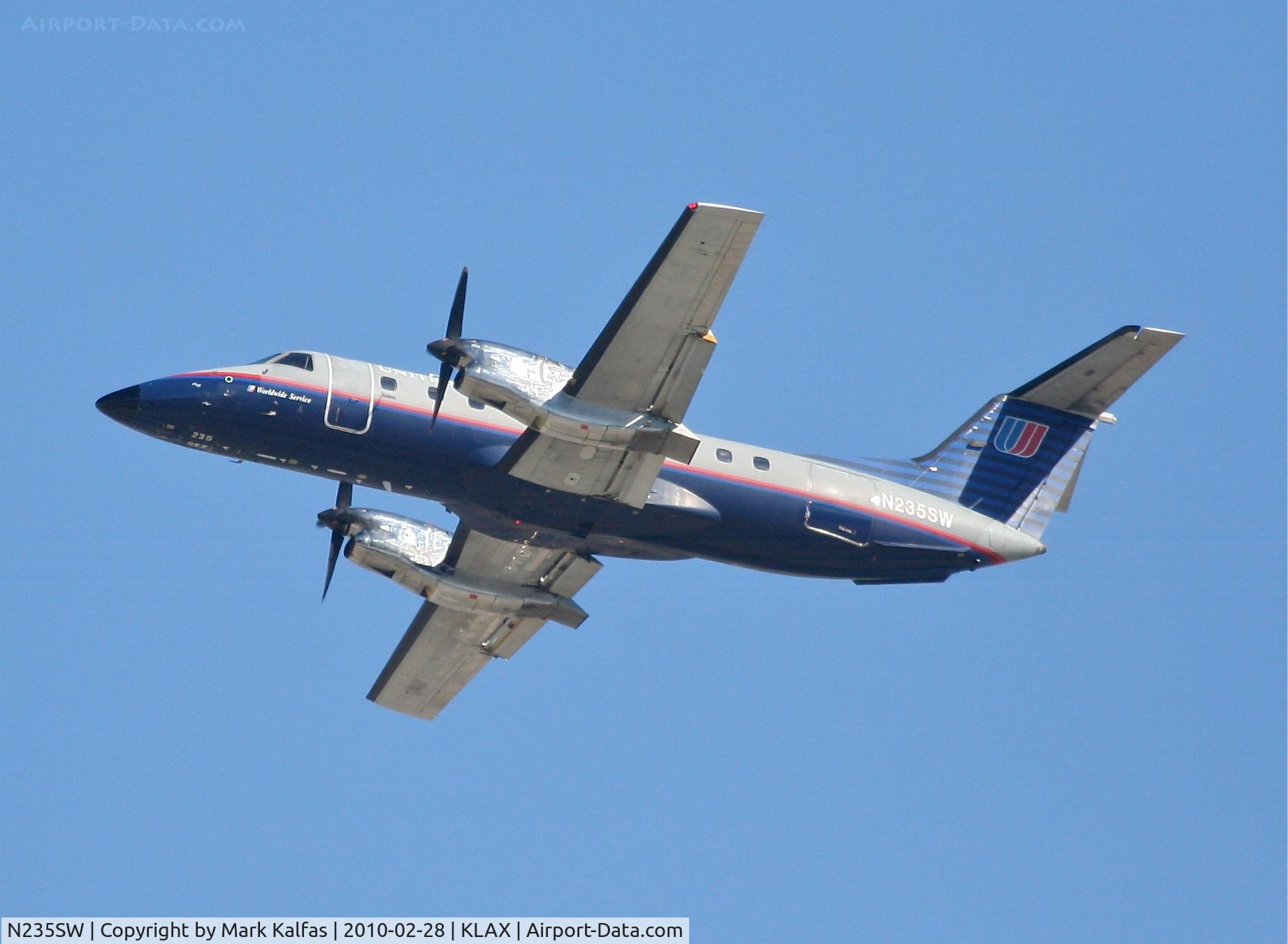 N235SW, Embraer EMB-120ER Brasilia C/N 120310, SkyWest Embraer EMB-120ER, SKW6385 25R departure KLAX en route to KSBP.