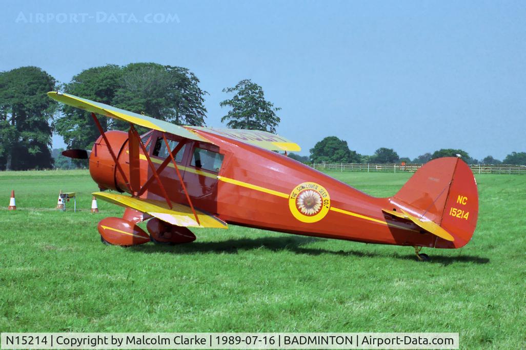 N15214, 1935 Waco UKC-S C/N 3981, Waco UKC-S. At Badminton Air Day, Badminton House in 1989.