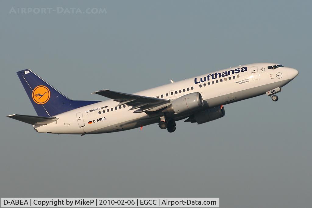 D-ABEA, 1990 Boeing 737-330 C/N 24565, Climbing away from Runway 05L.
