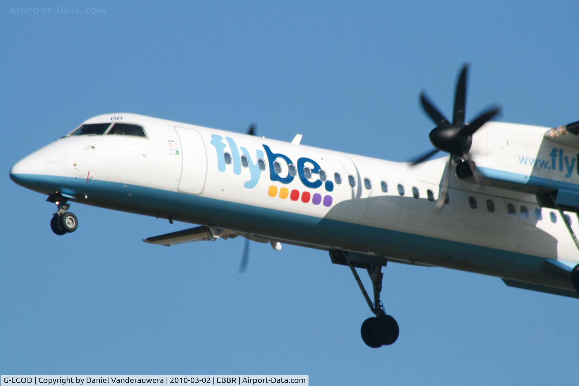 G-ECOD, 2008 De Havilland Canada DHC-8-402Q Dash 8 C/N 4206, Arrival of flight BE593 to RWY 25L