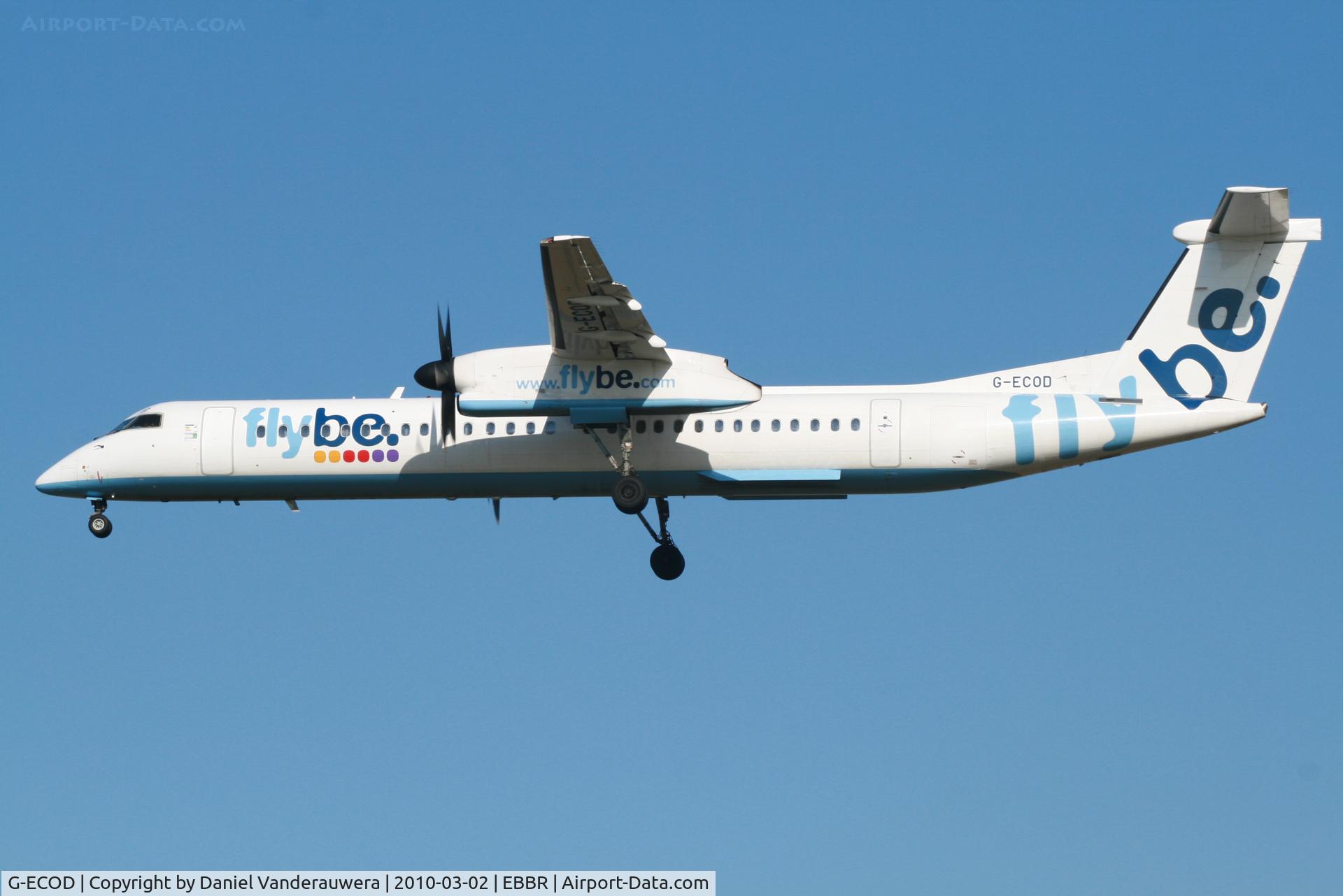 G-ECOD, 2008 De Havilland Canada DHC-8-402Q Dash 8 C/N 4206, Arrival of flight BE593 to RWY 25L