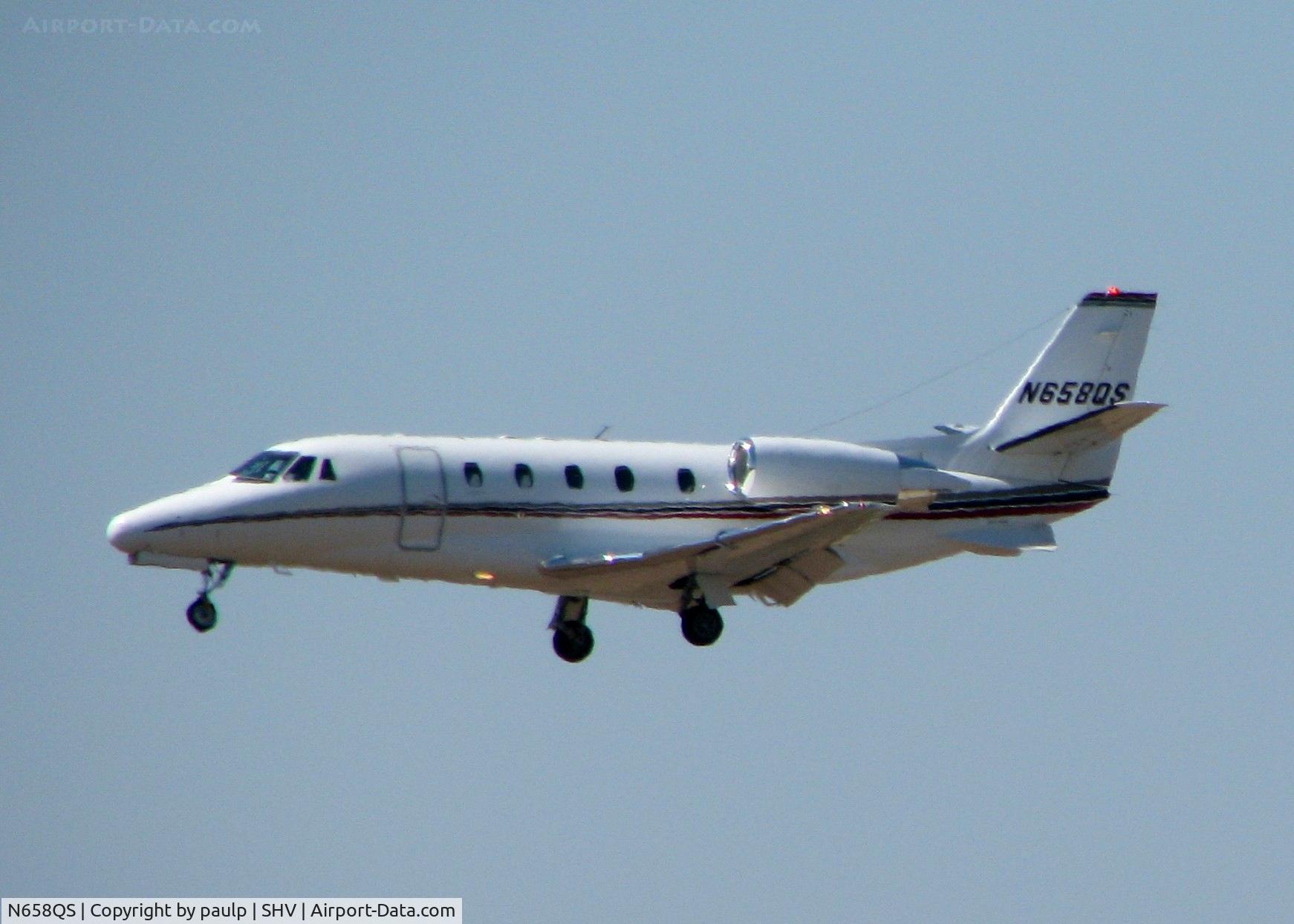 N658QS, 2006 Cessna 560XLS Citation Excel C/N 560-5665, Landing on runway 14 at Shreveport Regional.