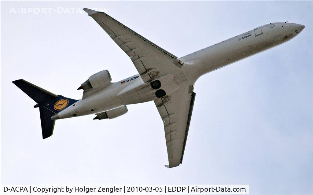 D-ACPA, 2001 Canadair CRJ-701ER (CL-600-2C10) Regional Jet C/N 10012, The morning shuttle to DUS has left LEJ
