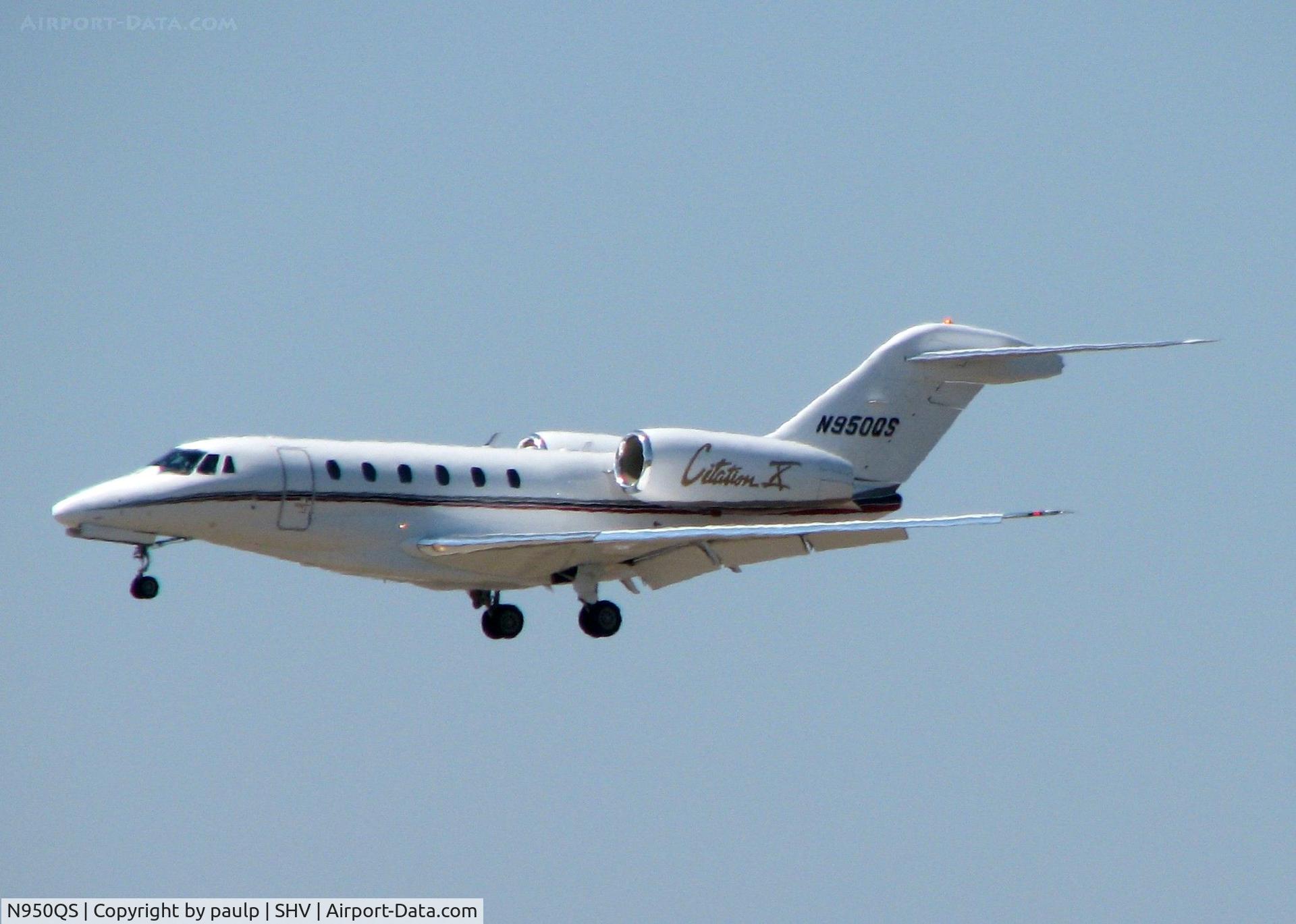 N950QS, 1998 Cessna 750 Citation X C/N 750-0050, Landing on runway 14 at Shreveport Regional.
