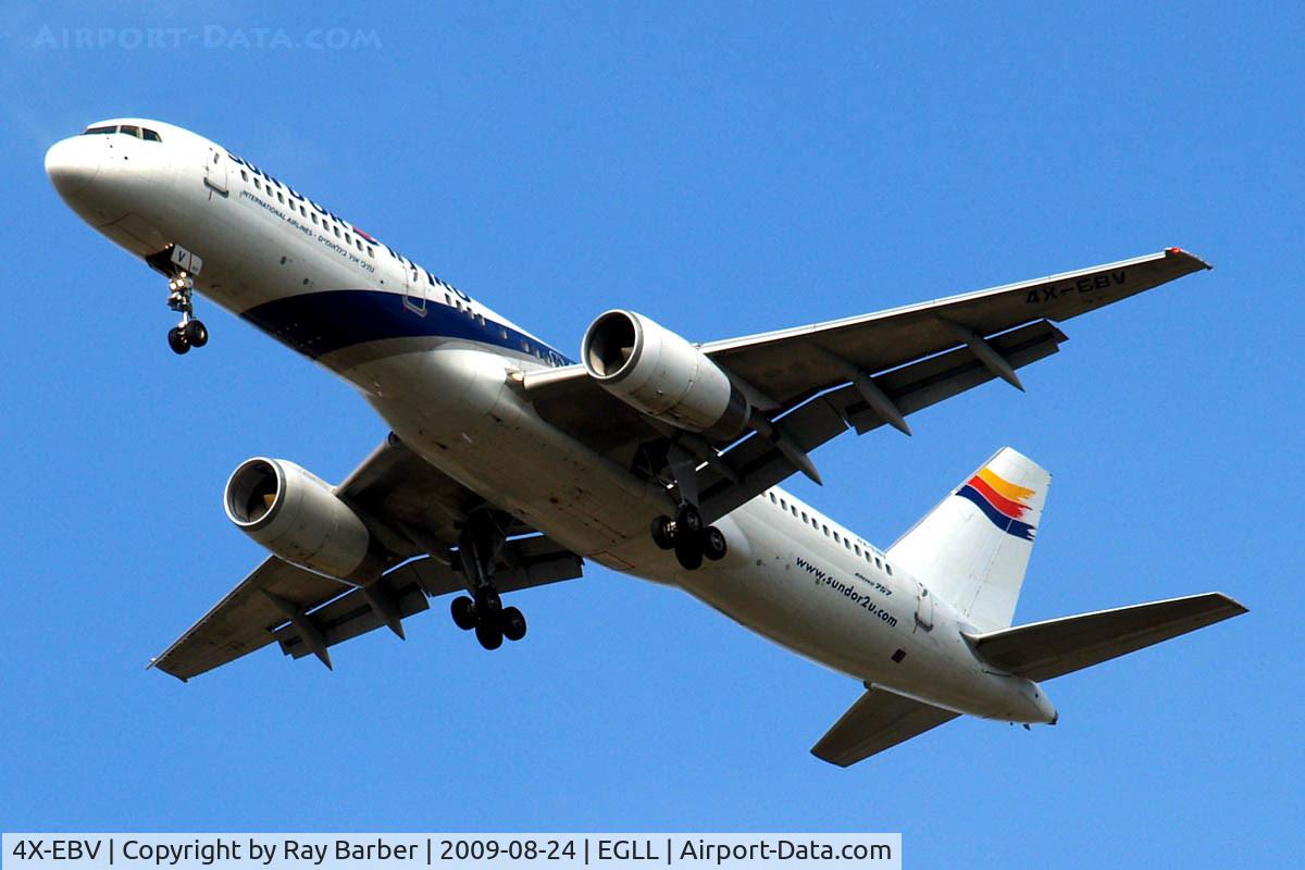 4X-EBV, 1993 Boeing 757-258 C/N 26054, Boeing 757-258 [26054] (Sun d'Or International Airlines) Home~G 24/08/2009. On Finals 27R. 