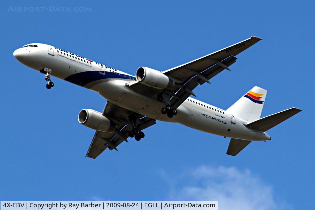 4X-EBV, 1993 Boeing 757-258 C/N 26054, Boeing 757-258 [26054] (Sun d'Or International Airlines) Home~G 24/08/2009. On Finals 27R. 