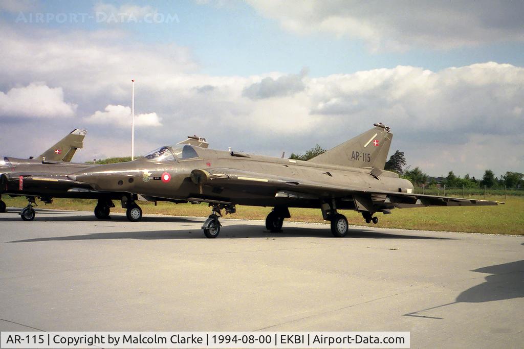 AR-115, 1971 Saab RF-35 Draken C/N 35-1115, Saab RF-35 Draken at the Danish Air Museum, Mobilium at Billund in 1994.