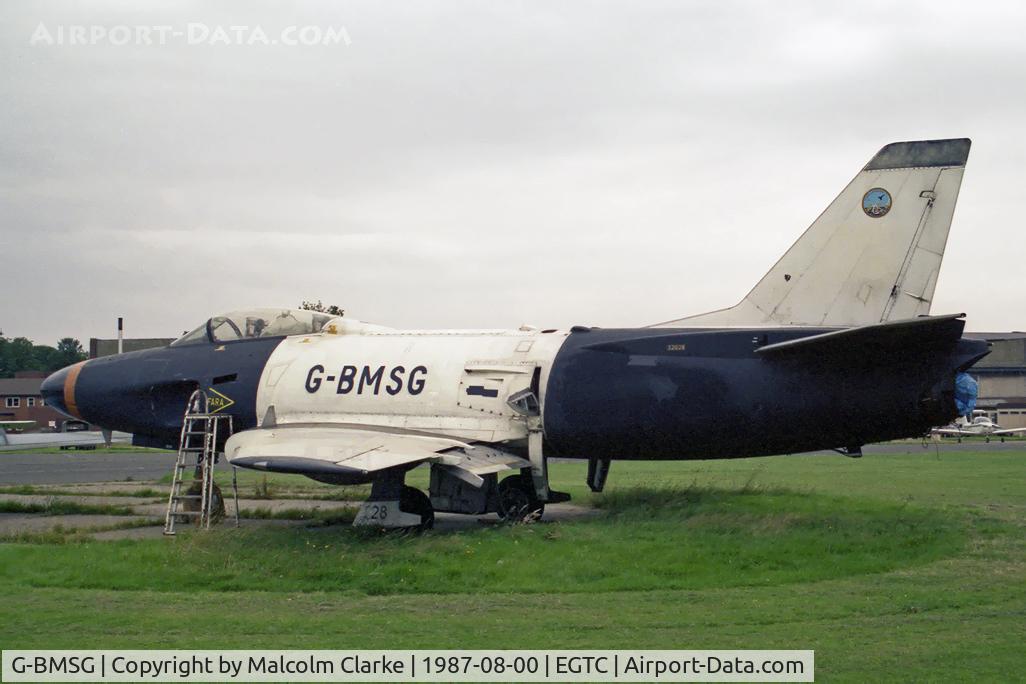G-BMSG, 1956 Saab A32A Lansen C/N 32-028, Saab A32A Lansen at Cranfield Airport in 1987.