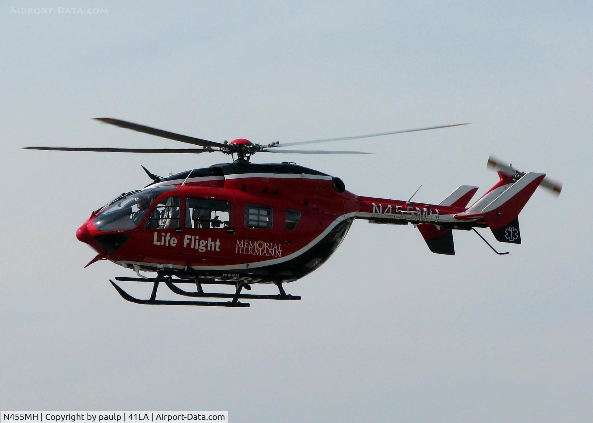N455MH, 2008 Eurocopter-Kawasaki EC-145 (BK-117C-2) C/N 9161, Departing Metro Aviation / Downtown Shreveport.