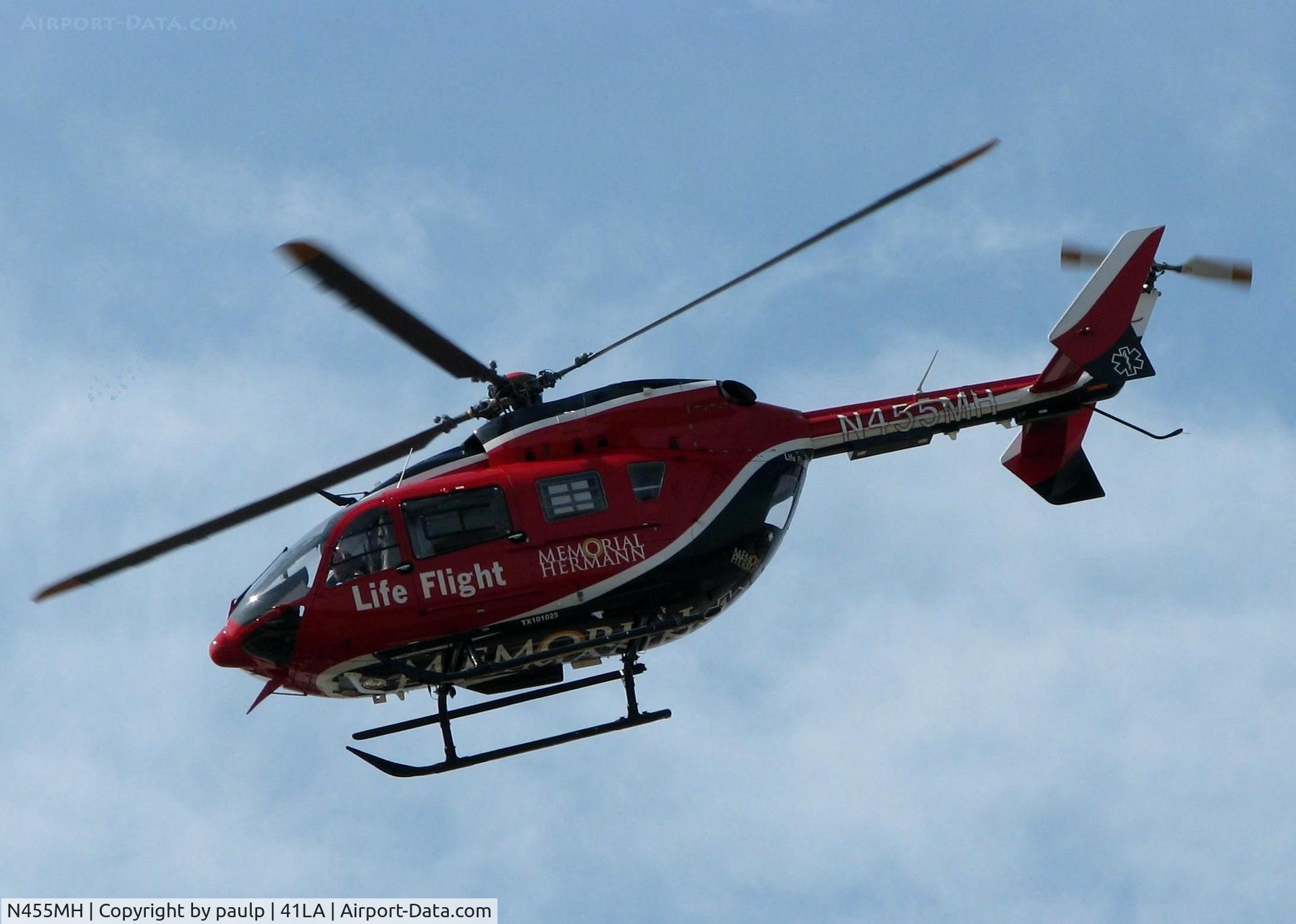 N455MH, 2008 Eurocopter-Kawasaki EC-145 (BK-117C-2) C/N 9161, Departing Metro Aviation / Downtown Shreveport.