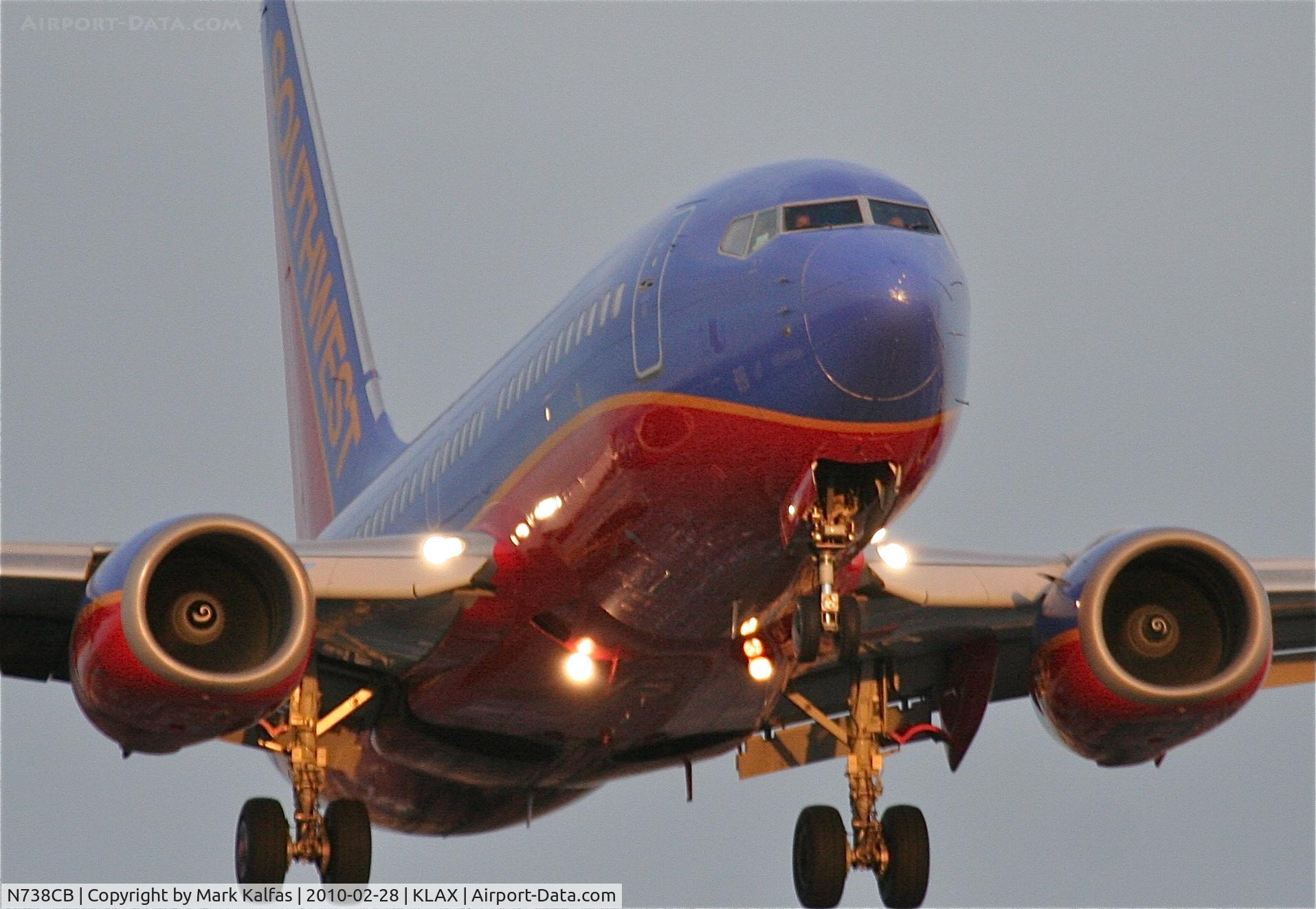N738CB, 1999 Boeing 737-7H4 C/N 27870, Southwest Airlines Boeing 737-3H4, SWA1078 from KSMF, 24R approach KLAX.