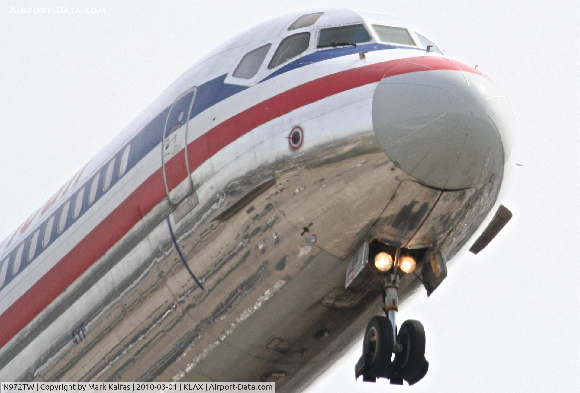 N972TW, 1999 McDonnell Douglas MD-83 (DC-9-83) C/N 53622, American Airlines Mcdonnell Douglas DC-9-83(MD-83), AAL1910 arriving from KSFO on 24R KLAX.
