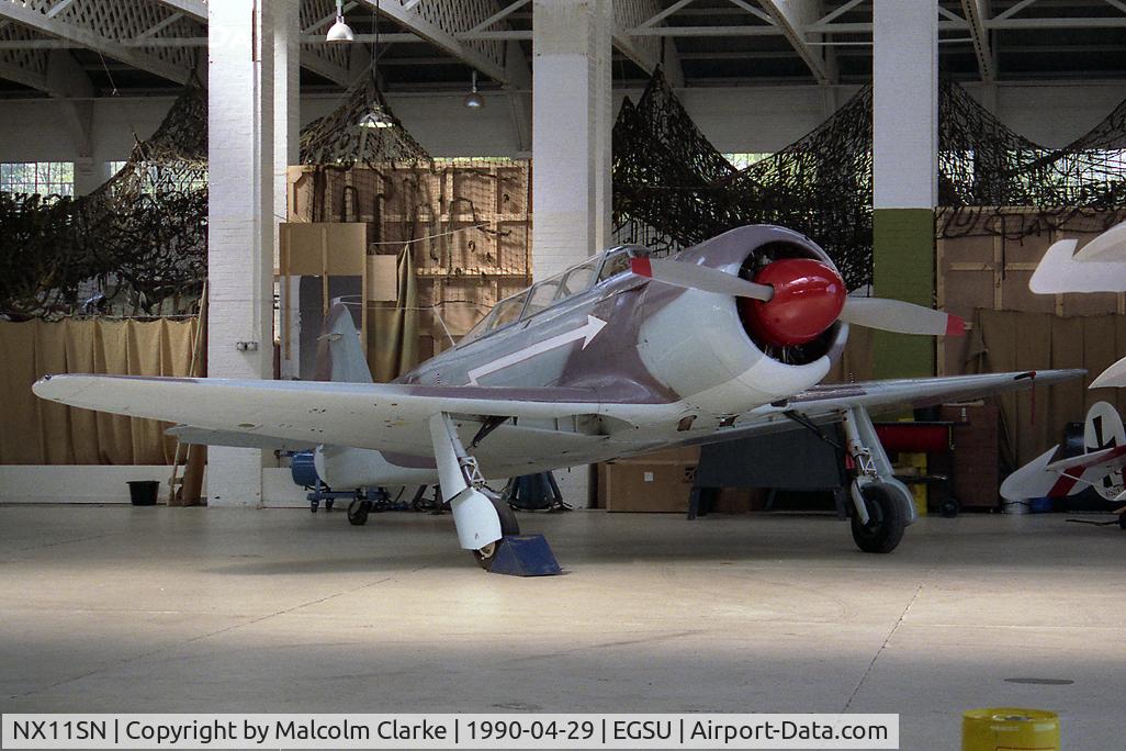 N11SN, Yakovlev Yak-11 C/N N1701231, Let C-11 (Yak-11). At the Imperial War Museum, Duxford in 1990. Now converted to a Yak-3UA with an in-line Allison engine and resident in New Zealand.