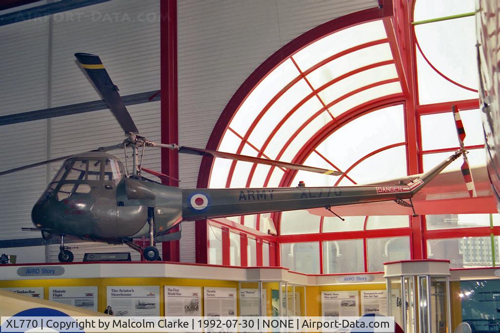 XL770, 1958 Saunders-Roe Skeeter AOP.12 C/N S2/5086, Saro (Saunders-Roe) Skeeter AOP12 at The Hall of Aviation, Southampton in 1992.