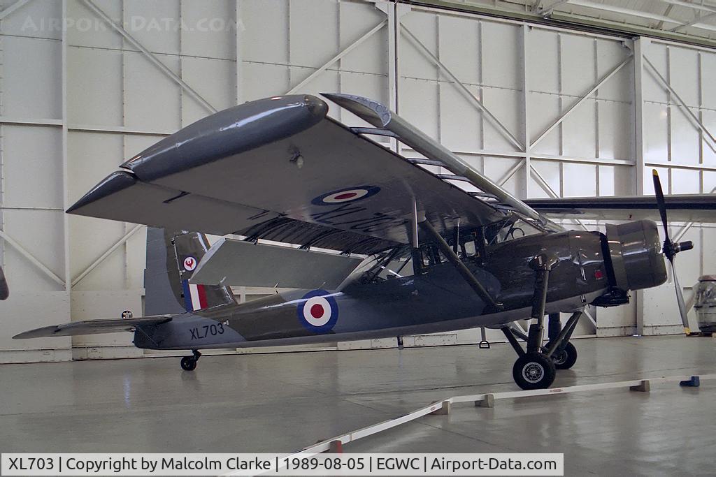 XL703, Scottish Aviation Pioneer CC.1 C/N 143, Scottish Aviation Pioneer CC1. At RAF Cosford's Aerospace Museum in 1989.
