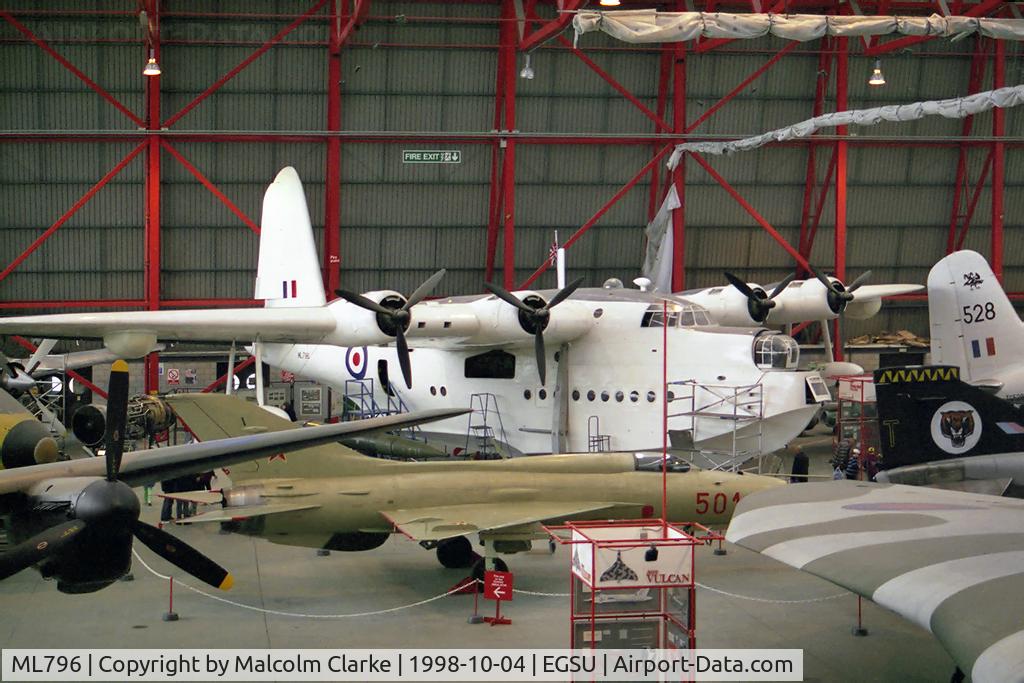 ML796, 1944 Short S.25 Sunderland Mk.V C/N SH.1071, Short S-25 Sunderland V at The Imperial War Museum, Duxford in 1998.