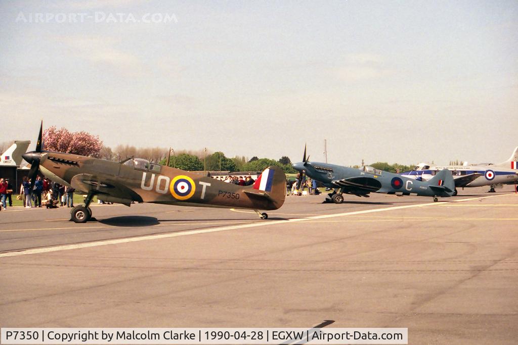 P7350, 1940 Supermarine 329 Spitfire IIa C/N CBAF.14, Supermarine 329 Spitfire Mk2A. Flown by the RAF's Battle of Britain Memorial Flight, Coningsby and seen at RAF Waddington's Photocall 1990.