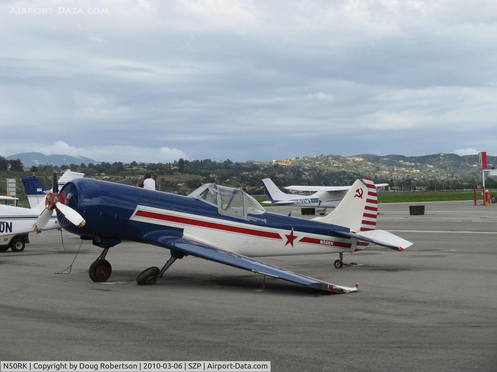 N50RK, 1981 Yakovlev Yak-50 C/N 812001, 1981 Yakovlev YAK-50, Vedeneev (Ivchenko) M-14P 9 cylinder 360 Hp radial, retractible gear, three-blade prop modification, Experimental class- won't fly today