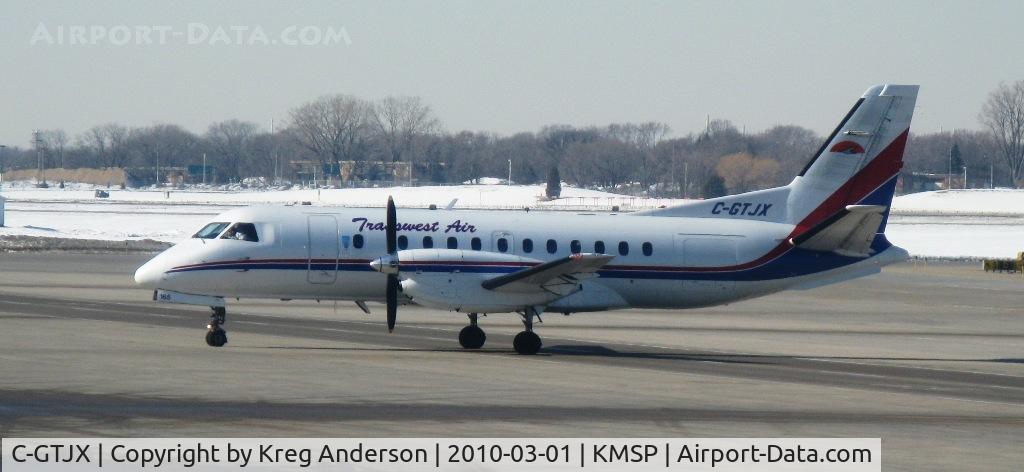 C-GTJX, 1989 Saab 340B C/N 340B-165, Transwest Air Saab 340B makes a surprise appearance at the HHH terminal.