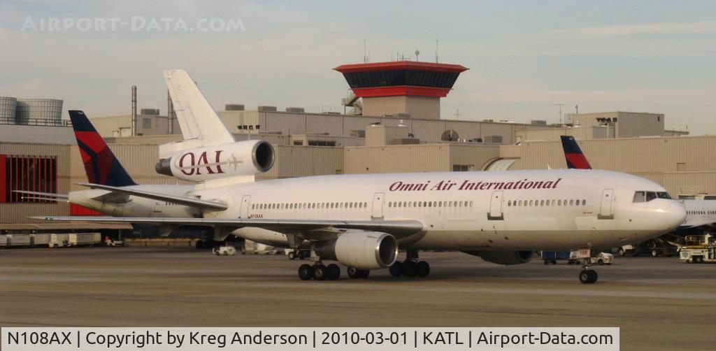 N108AX, 1975 McDonnell Douglas DC-10-30 C/N 47927, An Omni Air International DC-10-30 taxiing past us at ATL.