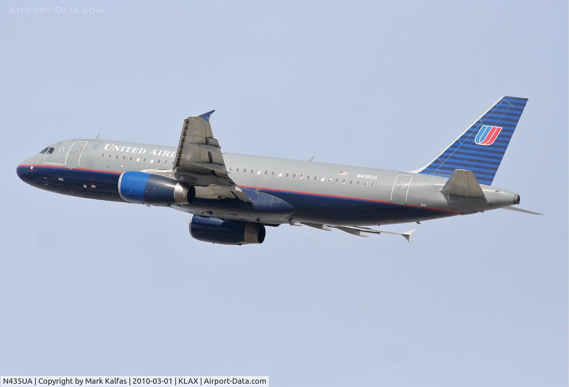 N435UA, 1996 Airbus A320-232 C/N 613, United Airlines Airbus A320-232, N435UA, UAL856 to KIAD 25R departure KLAX.