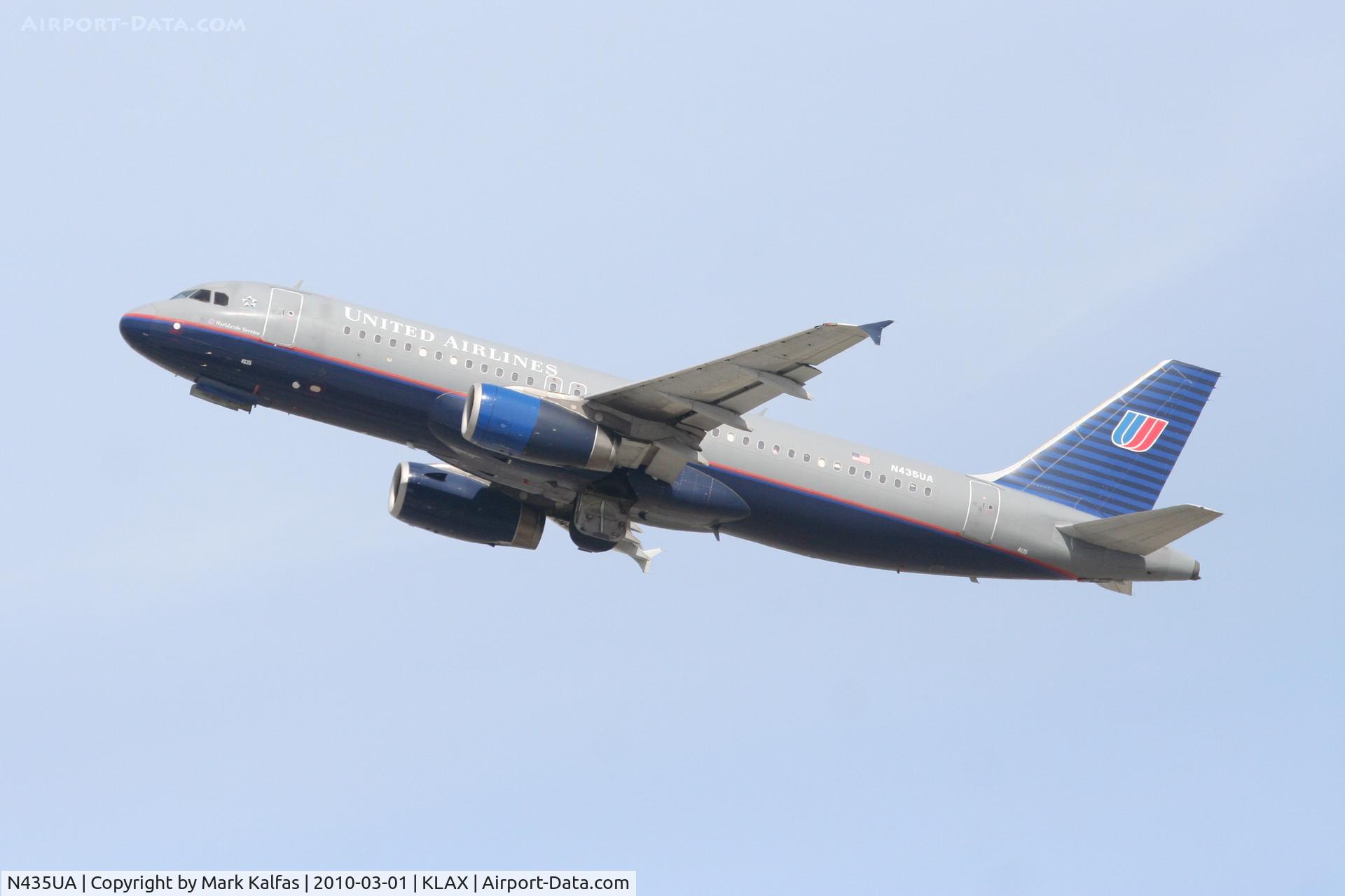 N435UA, 1996 Airbus A320-232 C/N 613, United Airlines Airbus A320-232, N435UA, UAL856 to KIAD 25R departure KLAX.