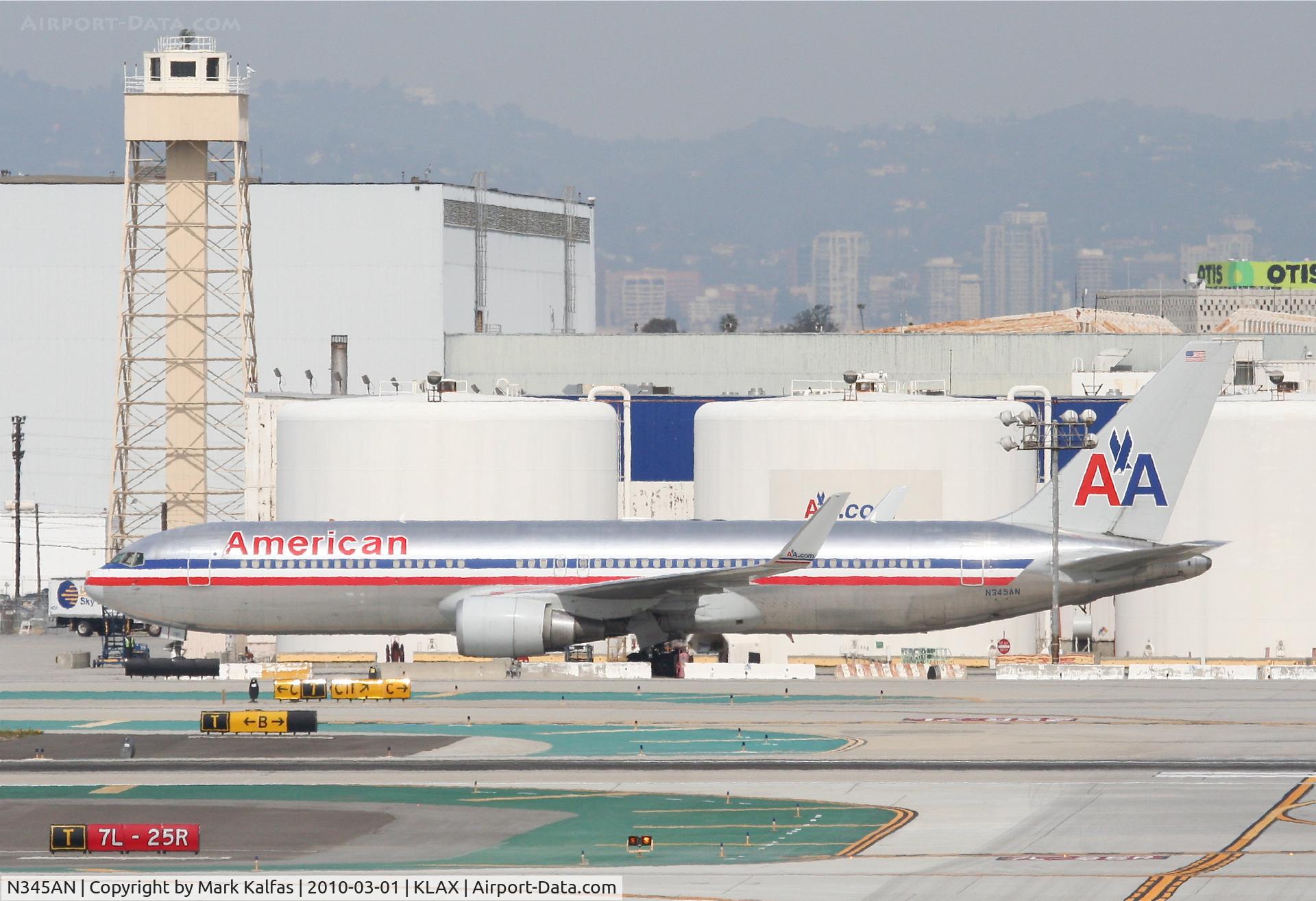 N345AN, 2003 Boeing 767-323(ER) C/N 33084, American Airlines Boeing 767-223. N345AN at the American maintenance ramp KLAX.