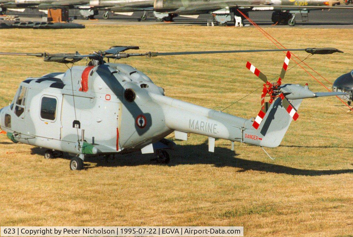623, Westland Lynx HAS.2(FN) C/N 109, Lynx HAS2(FN) of Aeronavale's 34 Flotille on the flight-line at the 1995 Intnl Air Tattoo at RAF Fairford.