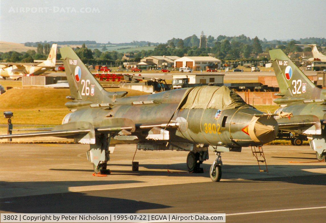 3802, Sukhoi Su-22M-4 C/N 38102, Su-22M-4 Fitter of 321 Squadron Czech Air Force on the flight-line at the 1995 Intnl Air Tattoo at RAF Fairford.
