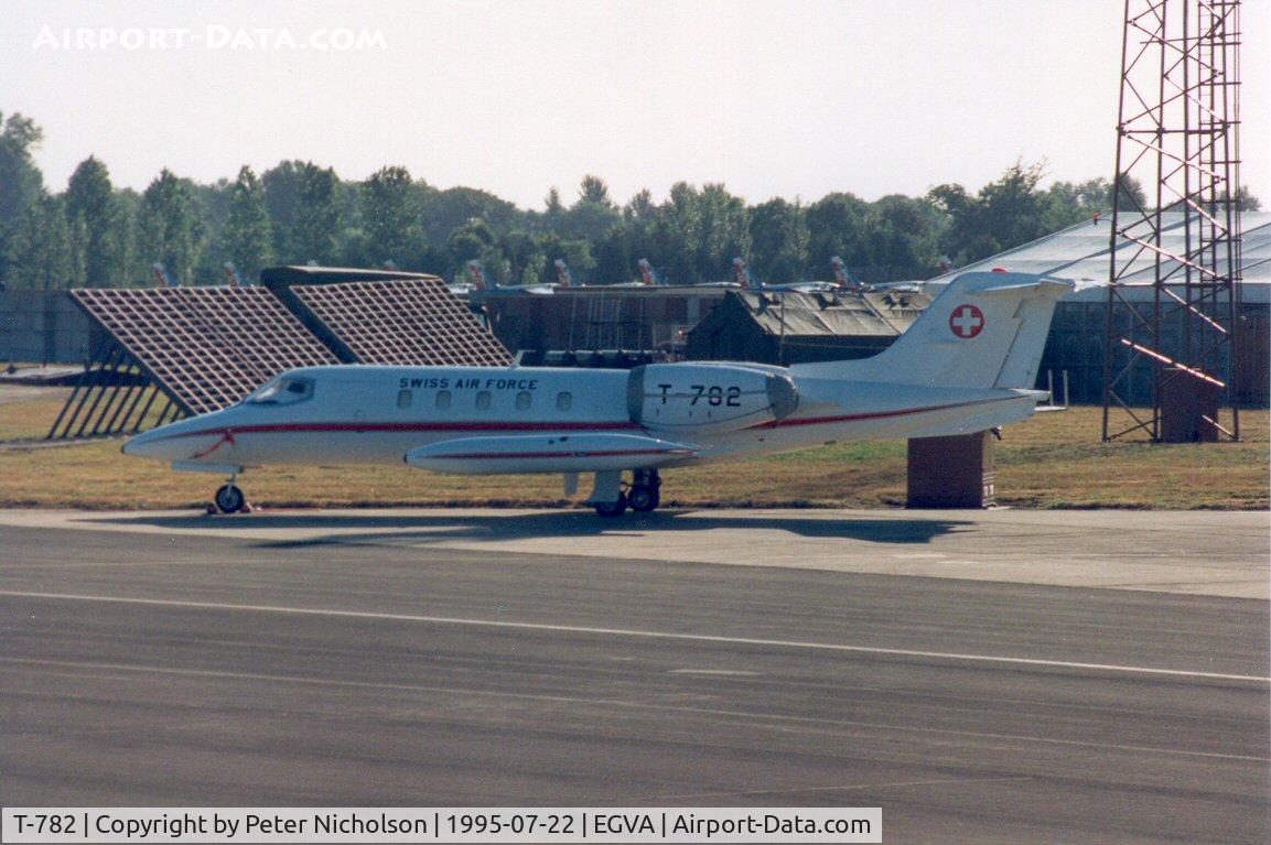 T-782, 1977 Learjet 35A C/N 35A-145, Swiss Air Force VIP Flight Learjet 35A on the flight-line at the 1995 Intnl Air Tattoo at RAF Fairford.