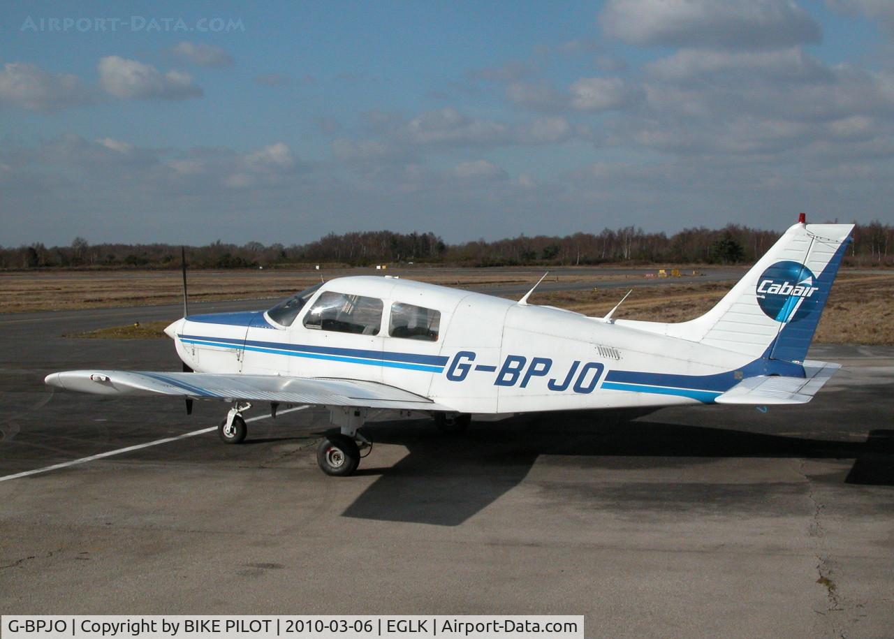 G-BPJO, 1988 Piper PA-28-161 Cadet C/N 28-41014, VISITOR PARKED ON THE TERMINAL APRON