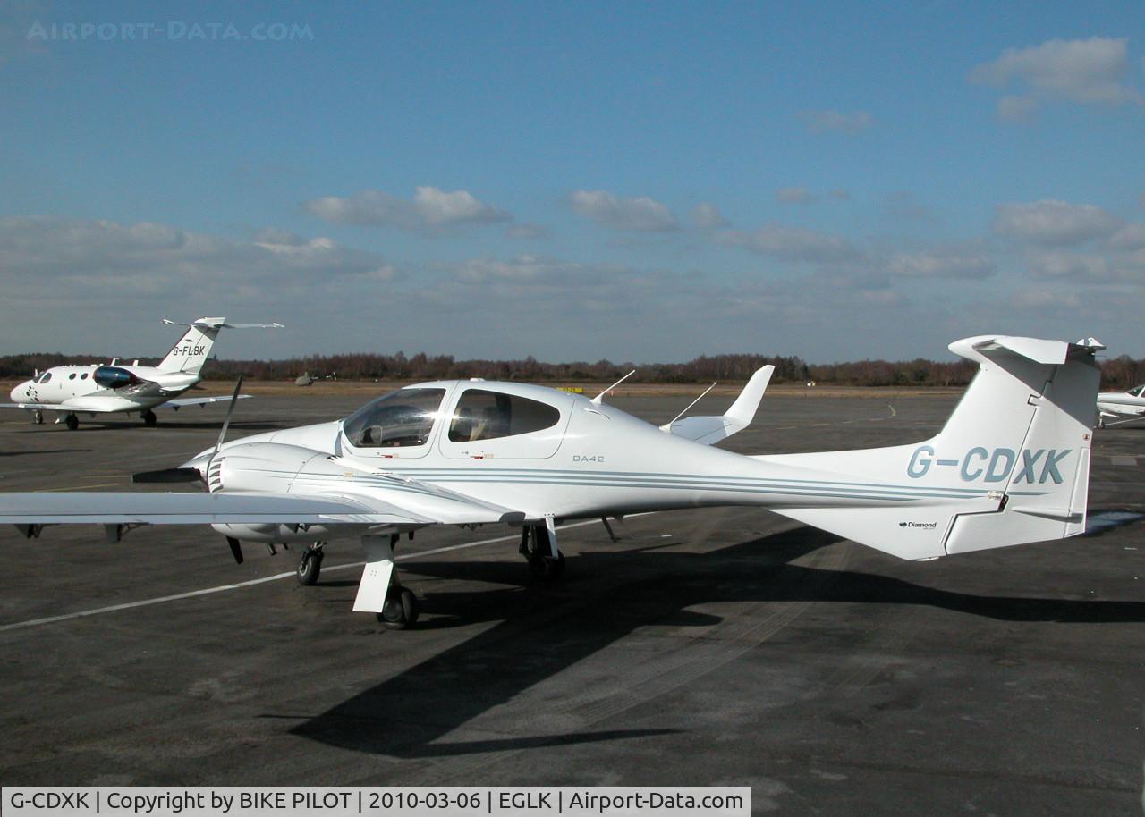 G-CDXK, 2006 Diamond DA-42 Twin Star C/N 42.136, VISITOR PARKED ON THE TERMINAL APRON