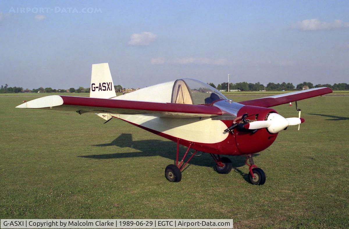 G-ASXI, 1960 Tipsy T-66 Nipper 3 C/N 56, Tipsy T-66 Nipper 3 at Cranfield Airport in 1989.