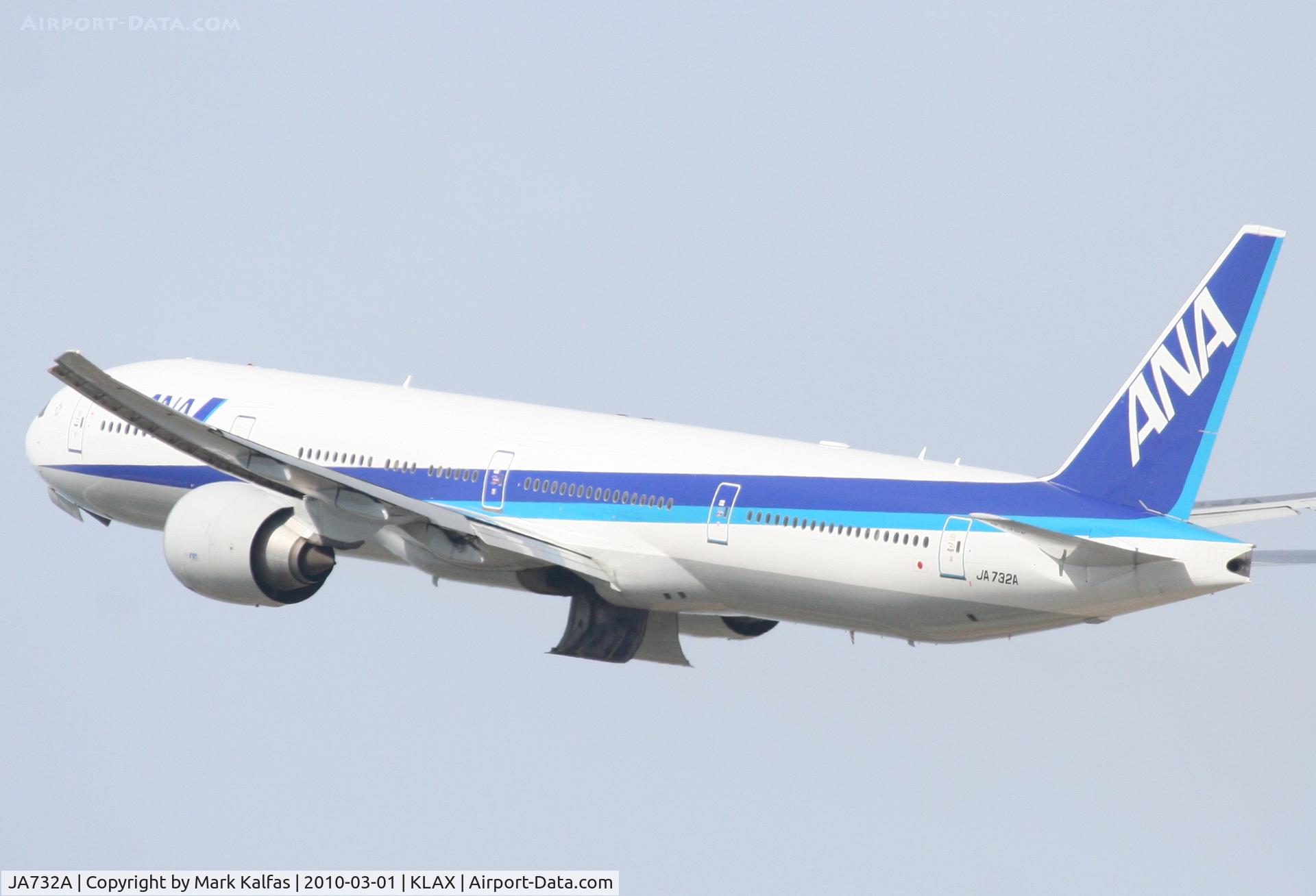 JA732A, 2005 Boeing 777-381/ER C/N 27038, ANA Boeing 777-381 (ER), JA732A, ANA5 departing to RJAA (Narita Int'l) 25R KLAX.