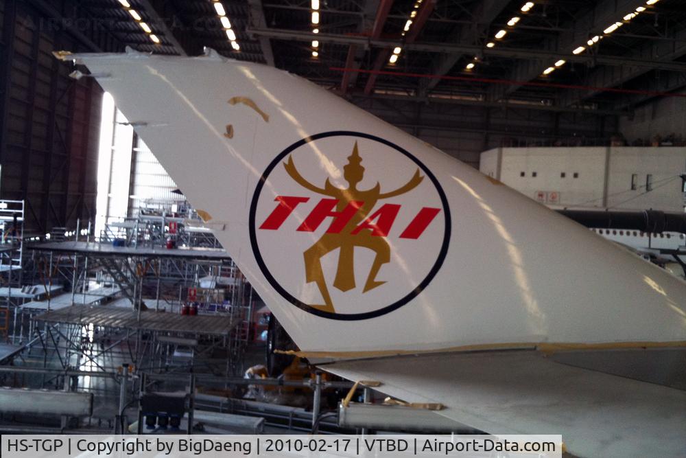 HS-TGP, 1994 Boeing 747-4D7 C/N 26610, Left wing tip, of TG B747-400