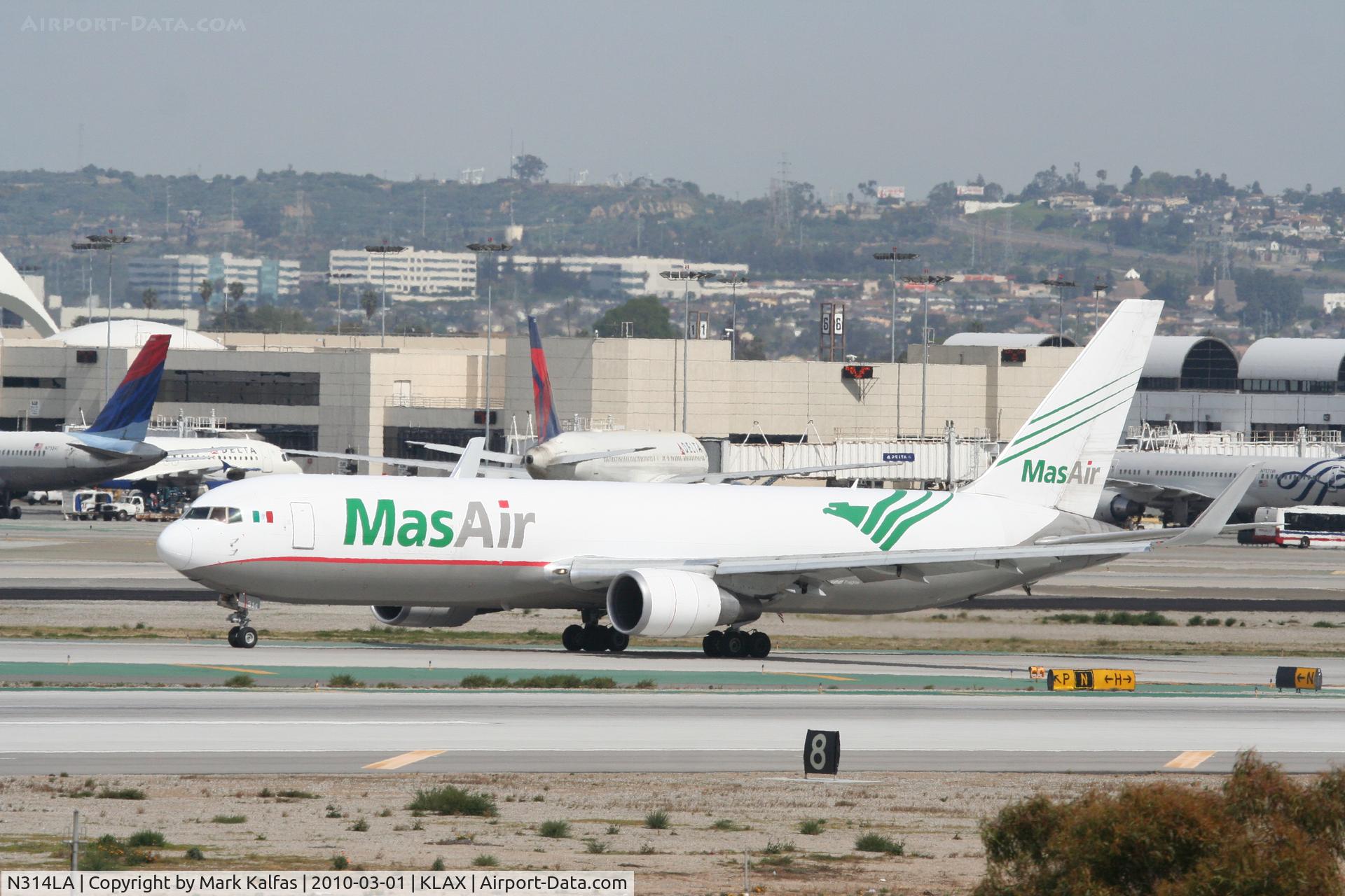 N314LA, 2001 Boeing 767-316F C/N 32573, MAS Boeing 767-316F, N314LA taxiway Hotel KLAX.