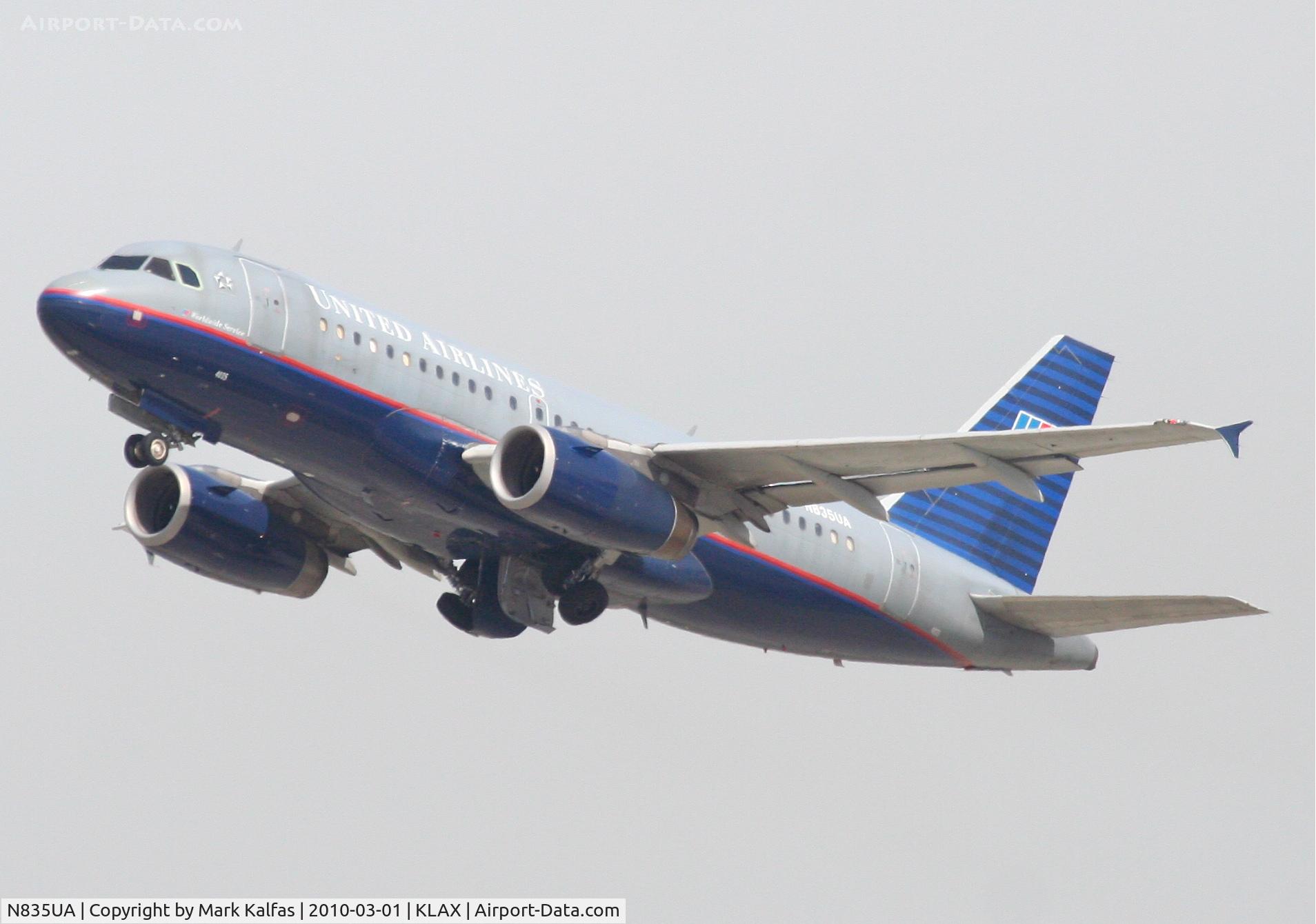 N835UA, 2001 Airbus A319-131 C/N 1426, United Airlines Airbus A319-131 N835UA, UAL202 25R departure for KMSY.