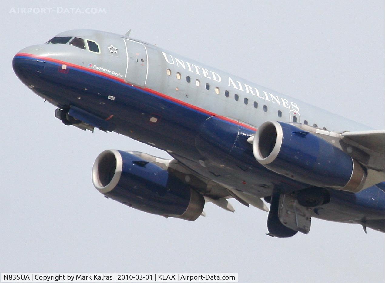 N835UA, 2001 Airbus A319-131 C/N 1426, United Airlines Airbus A319-131 N835UA, UAL202 25R departure for KMSY.