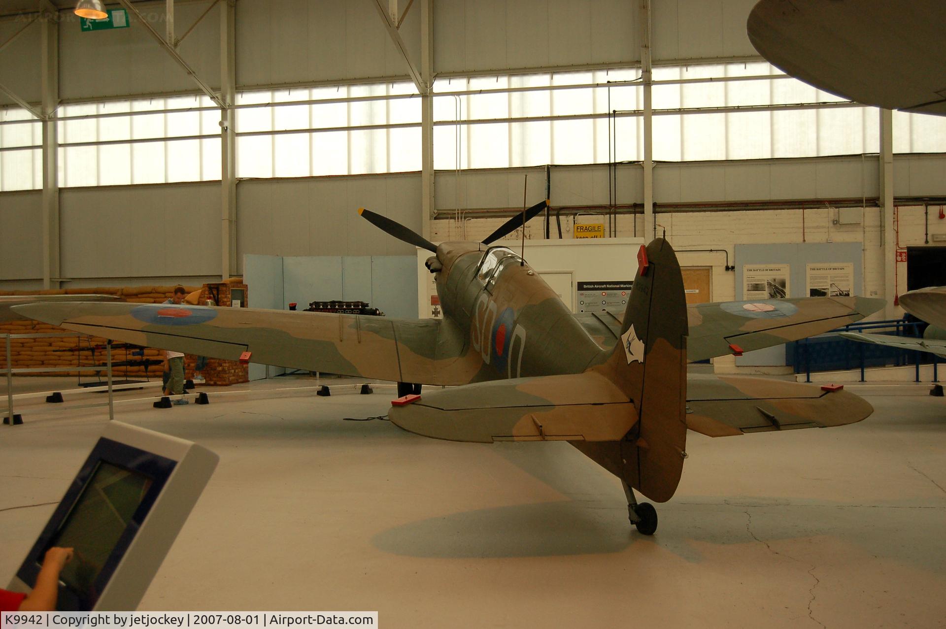 K9942, 1939 Supermarine Spitfire Mk IA C/N 6S/30225, Spitfire MK1a RAF Museum Cosford