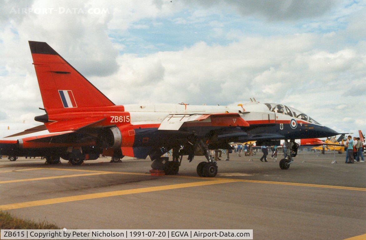 ZB615, 1982 Sepecat Jaguar T.2A C/N B38, Jaguar T.2A of the Institute of Aviation Medicine in the static park at the 1991 Intnl Air Tattoo at RAF Fairford.