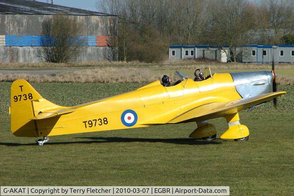 G-AKAT, 1940 Miles M14A Hawk Trainer 3 C/N 2005, Miles Hawk Trainer - One of the many aircraft at Breighton on a fine Spring morning